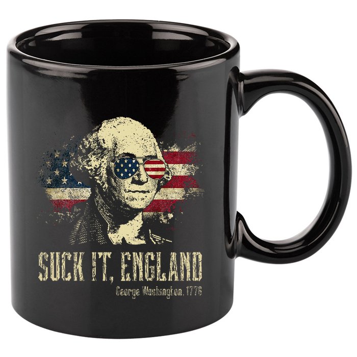 Suck It England Funny George Washington 1776 Usa 11oz C Handle Ceramic Mug