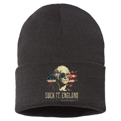 Suck It England Funny George Washington 1776 Usa Sustainable Knit Beanie