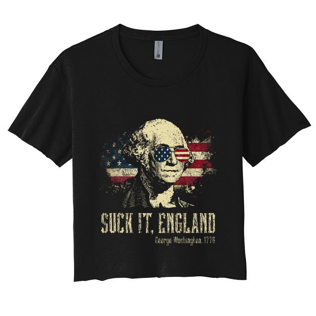 Suck It England Funny George Washington 1776 Usa Crop Top