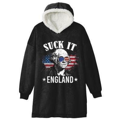 Suck It England Funny 4th Of July George Washington Hooded Wearable Blanket