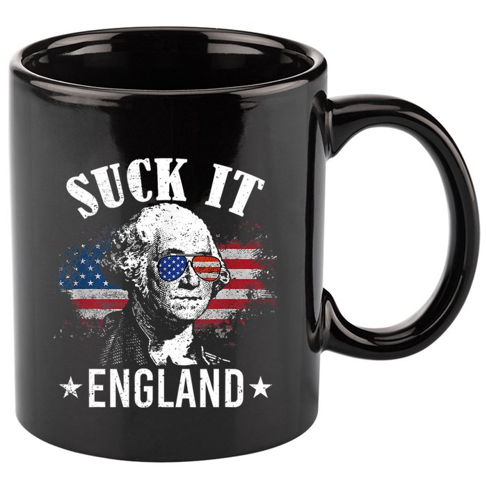 Suck It England Funny 4th Of July George Washington 11oz C Handle Ceramic Mug