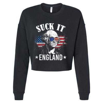 Suck It England Funny 4th Of July George Washington Cropped Pullover Crew