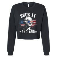 Suck It England Funny 4th Of July George Washington Cropped Pullover Crew