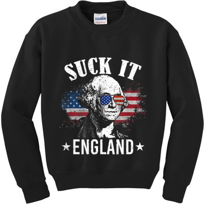 Suck It England Funny 4th Of July George Washington Kids Sweatshirt