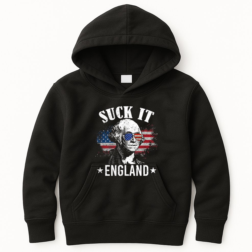 Suck It England Funny 4th Of July George Washington Kids Hoodie