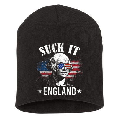 Suck It England Funny 4th Of July George Washington Short Acrylic Beanie