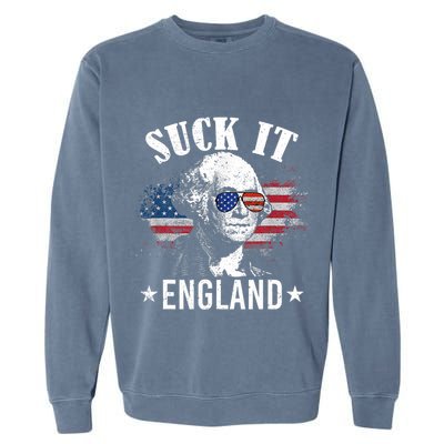 Suck It England Funny 4th Of July George Washington Garment-Dyed Sweatshirt