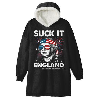 Suck It England Funny 4th July George Washington Hooded Wearable Blanket