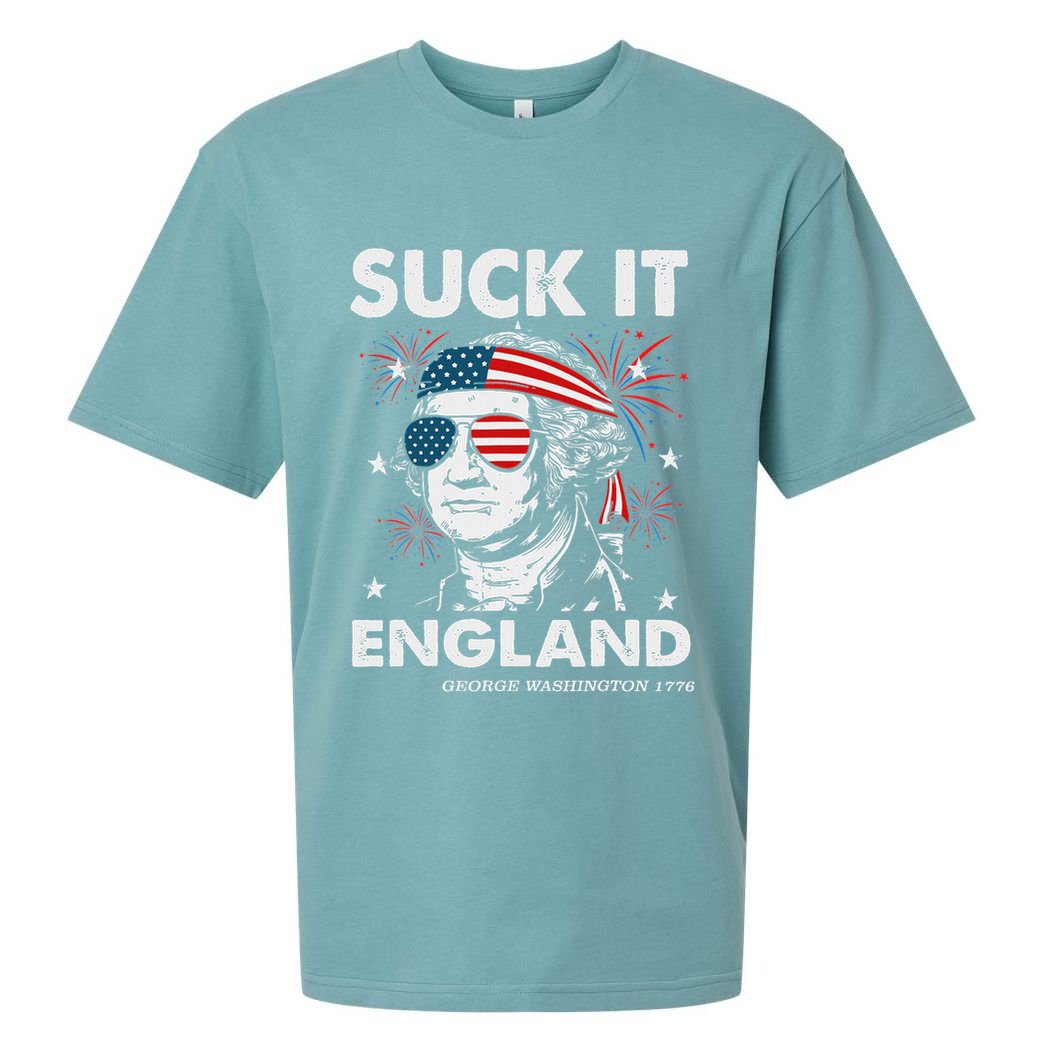 Suck It England Funny 4th July George Washington Sueded Cloud Jersey T-Shirt