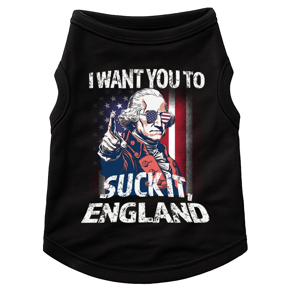 Suck It England Funny George Washington Usa Flag 4th Of July Doggie Tank