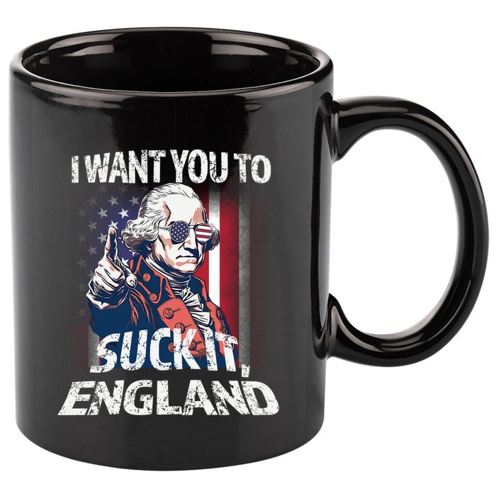 Suck It England Funny George Washington Usa Flag 4th Of July 11oz C Handle Ceramic Mug