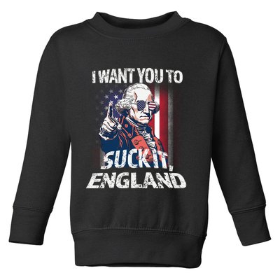 Suck It England Funny George Washington Usa Flag 4th Of July Toddler Sweatshirt