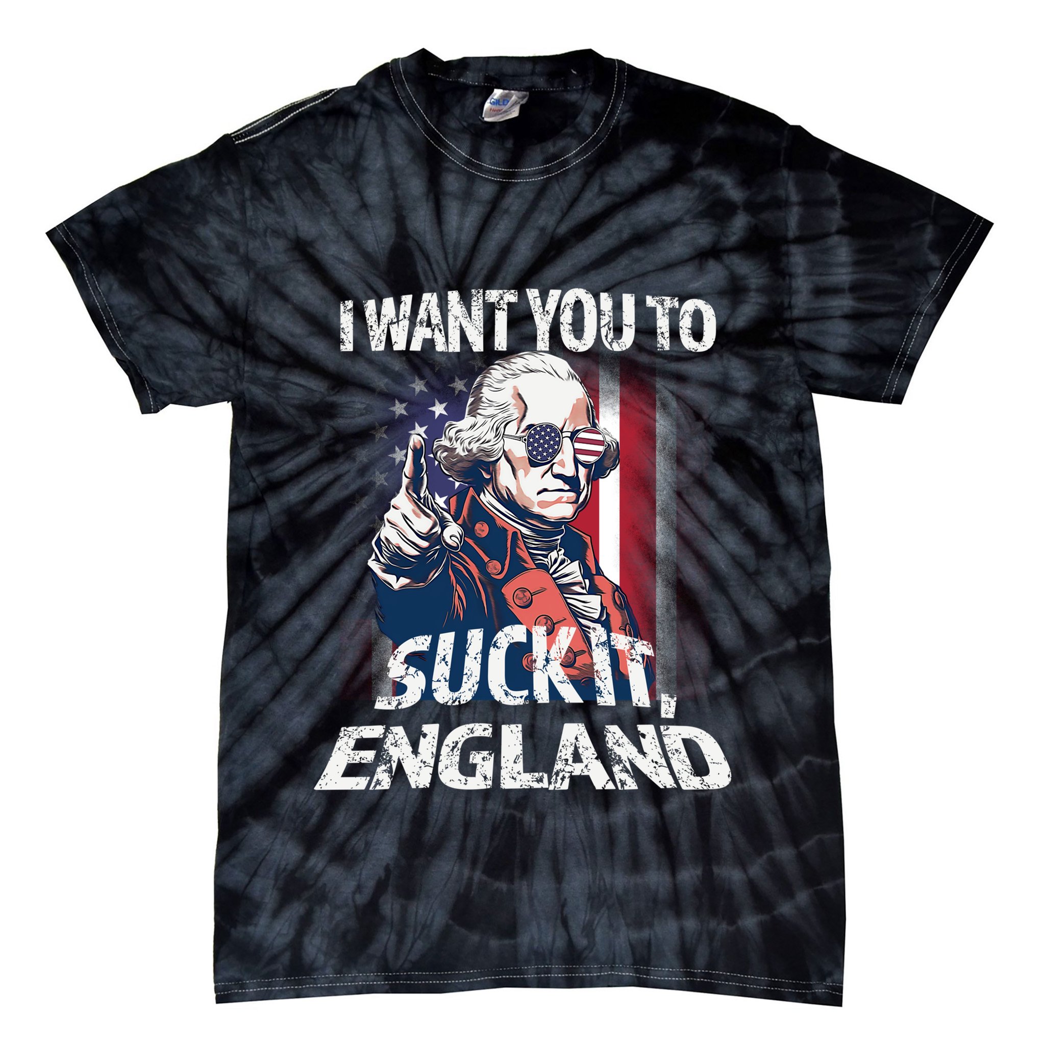 Suck It England Funny George Washington Usa Flag 4th Of July Tie-Dye T-Shirt
