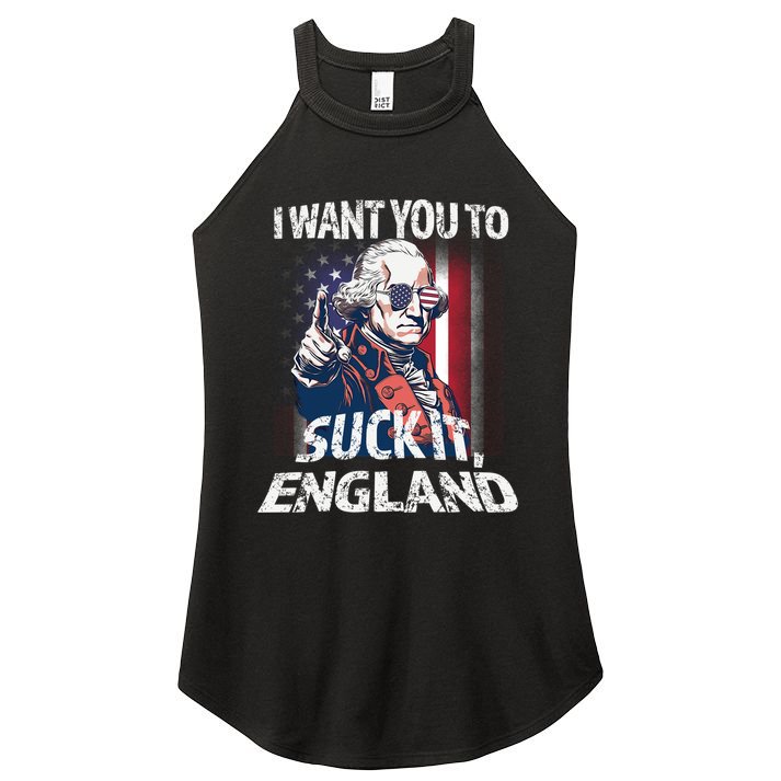 Suck It England Funny George Washington Usa Flag 4th Of July Women's Perfect Tri Rocker Tank
