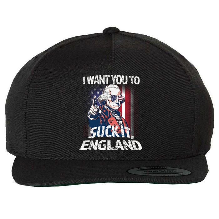 Suck It England Funny George Washington Usa Flag 4th Of July Wool Snapback Cap