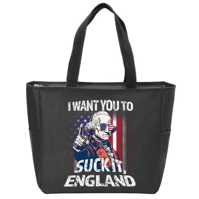 Suck It England Funny George Washington Usa Flag 4th Of July Zip Tote Bag