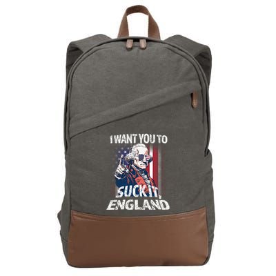 Suck It England Funny George Washington Usa Flag 4th Of July Cotton Canvas Backpack