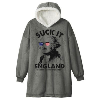 Suck It England Funny 4th Of July George Washington 1776 Hooded Wearable Blanket