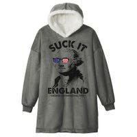 Suck It England Funny 4th Of July George Washington 1776 Hooded Wearable Blanket