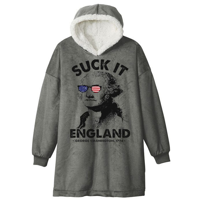 Suck It England Funny 4th Of July George Washington 1776 Hooded Wearable Blanket