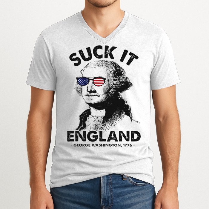 Suck It England Funny 4th Of July George Washington 1776 V-Neck T-Shirt