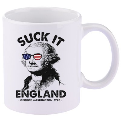 Suck It England Funny 4th Of July George Washington 1776 11oz C Handle Ceramic Mug