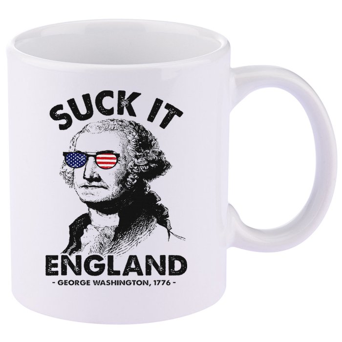 Suck It England Funny 4th Of July George Washington 1776 11oz C Handle Ceramic Mug