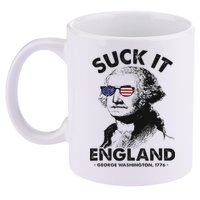 Suck It England Funny 4th Of July George Washington 1776 11oz C Handle Ceramic Mug