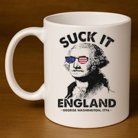 Suck It England Funny 4th Of July George Washington 1776 11oz C Handle Ceramic Mug