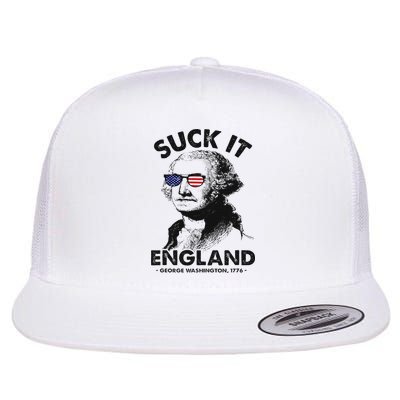 Suck It England Funny 4th Of July George Washington 1776 Flat Bill Trucker Hat