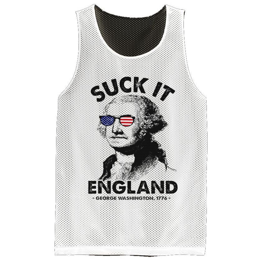 Suck It England Funny 4th Of July George Washington 1776 Mesh Reversible Basketball Jersey Tank