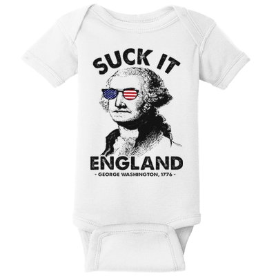 Suck It England Funny 4th Of July George Washington 1776 Baby Bodysuit