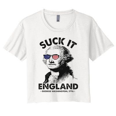 Suck It England Funny 4th Of July George Washington 1776 Crop Top