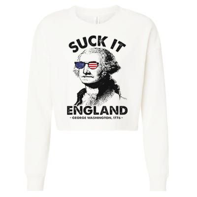 Suck It England Funny 4th Of July George Washington 1776 Cropped Pullover Crew