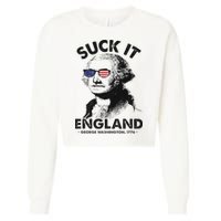 Suck It England Funny 4th Of July George Washington 1776 Cropped Pullover Crew