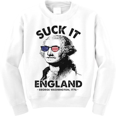 Suck It England Funny 4th Of July George Washington 1776 Kids Sweatshirt