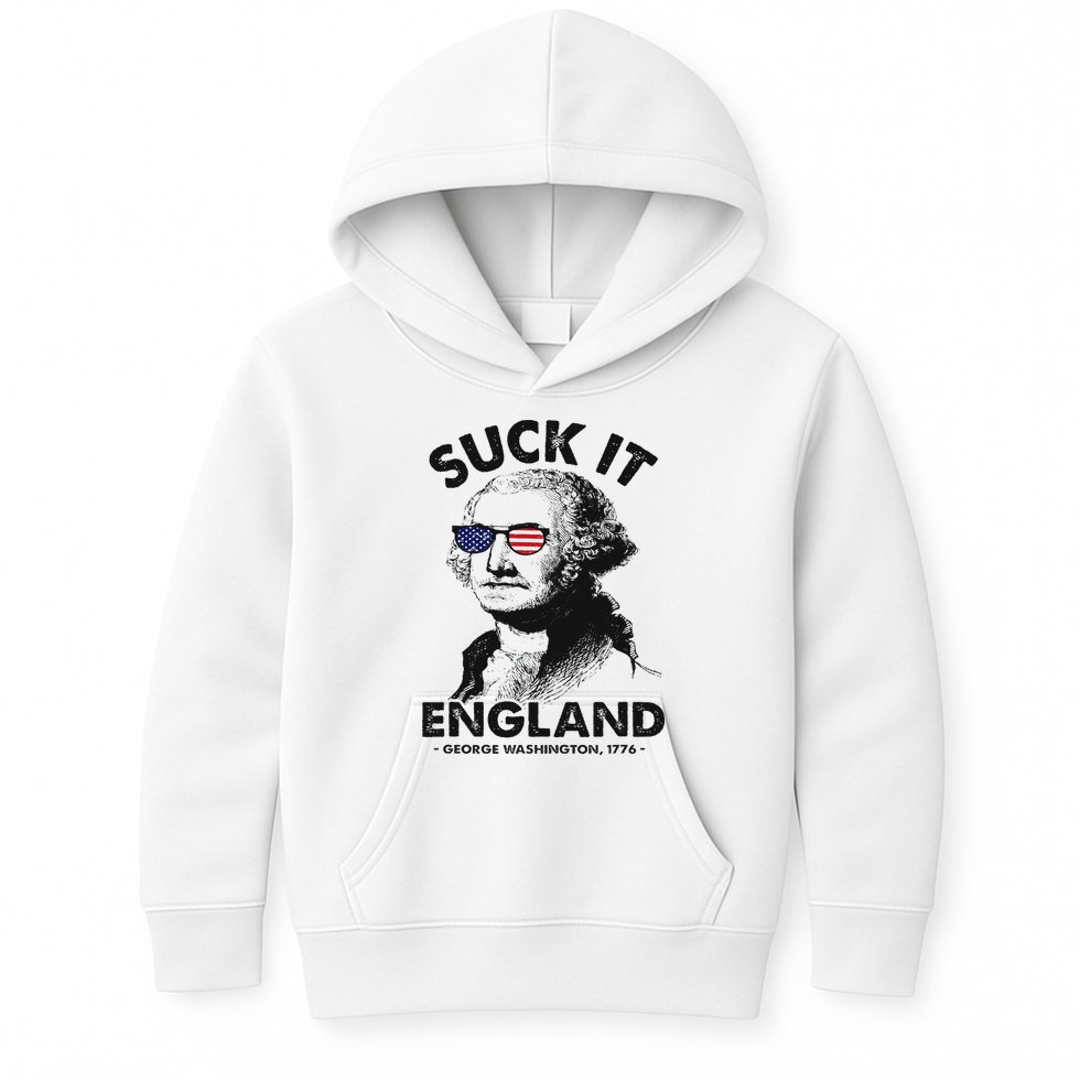 Suck It England Funny 4th Of July George Washington 1776 Kids Hoodie