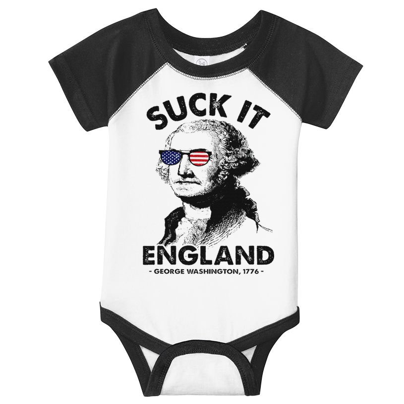 Suck It England Funny 4th Of July George Washington 1776 Infant Baby Jersey Bodysuit