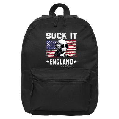 Suck It England Funny 4th Of July George Washington 1776 16 in Basic Backpack