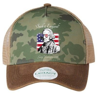 Suck It England Funny George Washington USA Flag 4th of July Legacy Tie Dye Trucker Hat