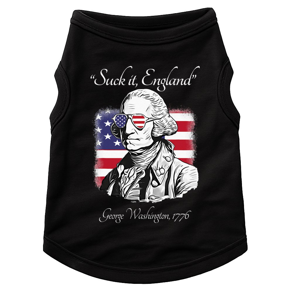Suck It England Funny George Washington USA Flag 4th of July Doggie Tank