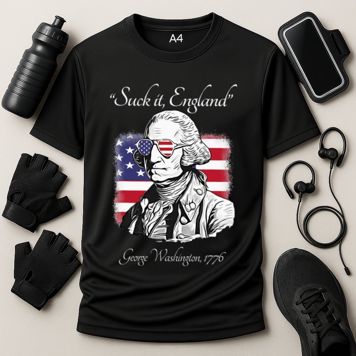 Suck It England Funny George Washington USA Flag 4th of July Cooling Performance Crew T-Shirt