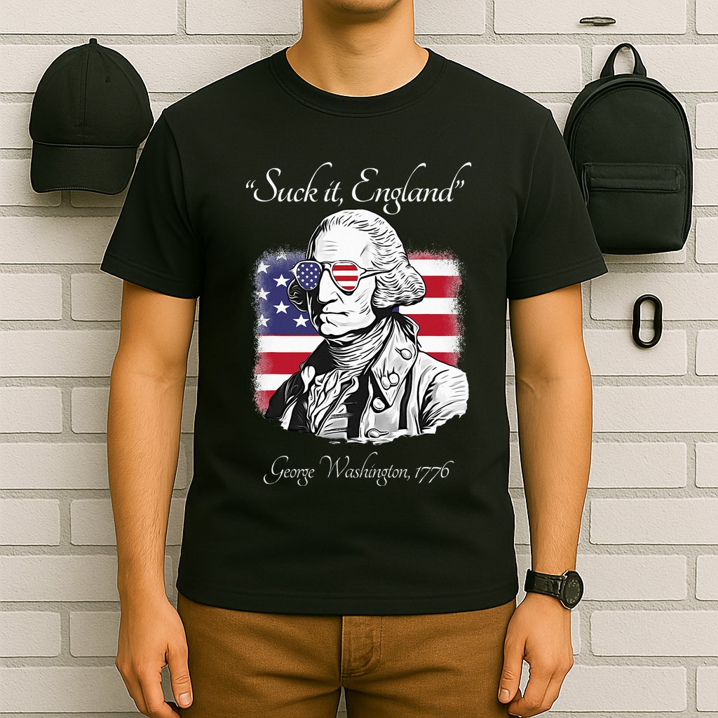 Suck It England Funny George Washington USA Flag 4th of July T-Shirt