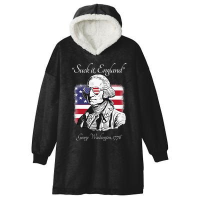 Suck It England Funny George Washington USA Flag 4th of July Hooded Wearable Blanket