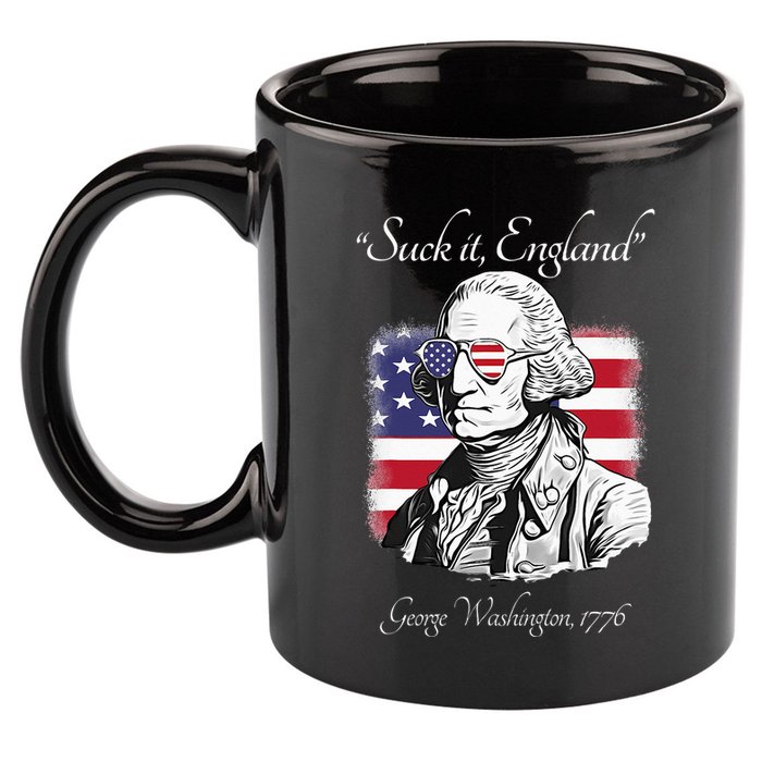Suck It England Funny George Washington USA Flag 4th of July 11oz C Handle Ceramic Mug