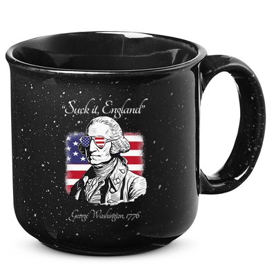 Suck It England Funny George Washington USA Flag 4th of July 15oz Campfire Ceramic Mug