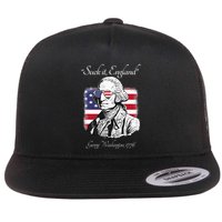Suck It England Funny George Washington USA Flag 4th of July Flat Bill Trucker Hat