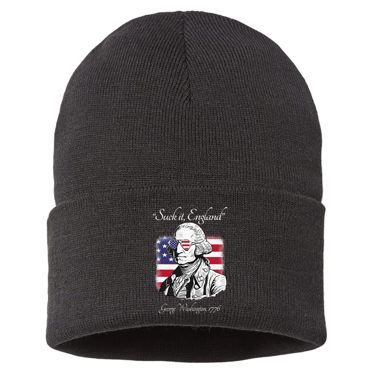 Suck It England Funny George Washington USA Flag 4th of July Sustainable Knit Beanie