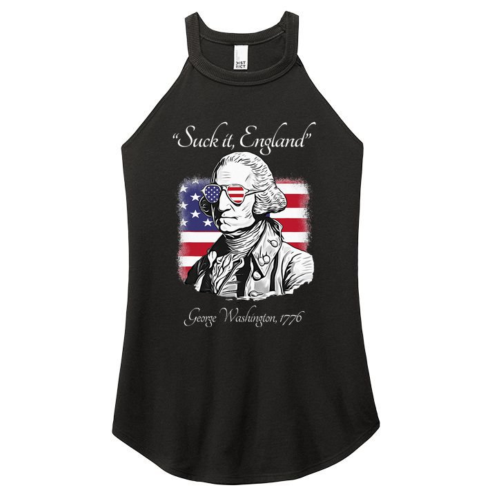 Suck It England Funny George Washington USA Flag 4th of July Women's Perfect Tri Rocker Tank