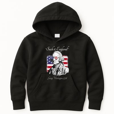 Suck It England Funny George Washington USA Flag 4th of July Kids Hoodie